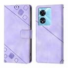 For Realme Narzo 50 5G / Realme V23 Skin-feel Embossed Leather Phone Case(Light Purple) - 2