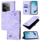 For Realme GT 6 5G Global Skin-feel Embossed Leather Phone Case(Light Purple) - 1