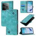 For Realme GT 6 5G Global Skin-feel Embossed Leather Phone Case(Green) - 1