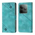 For Realme GT 6 5G Global Skin-feel Embossed Leather Phone Case(Green) - 3