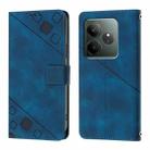 For Realme GT 6 5G Global Skin-feel Embossed Leather Phone Case(Blue) - 3