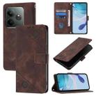 For Realme GT 6 5G Global Skin-feel Embossed Leather Phone Case(Brown) - 1