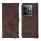 For Realme GT 6 5G Global Skin-feel Embossed Leather Phone Case(Brown) - 3