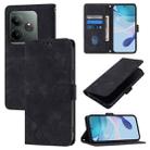 For Realme GT 6 5G Global Skin-feel Embossed Leather Phone Case(Black) - 1