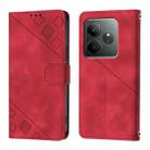 For Realme GT 6T 5G Global Skin-feel Embossed Leather Phone Case(Red) - 3