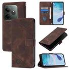 For Realme GT 6T 5G Global Skin-feel Embossed Leather Phone Case(Brown) - 1