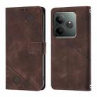 For Realme GT 6T 5G Global Skin-feel Embossed Leather Phone Case(Brown) - 3