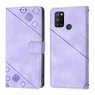 For Realme C17 / 7i Skin-feel Embossed Leather Phone Case(Light Purple) - 3