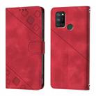 For Realme C17 / 7i Skin-feel Embossed Leather Phone Case(Red) - 3