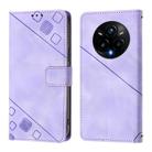 For Realme 14 Pro+ 5G Skin-feel Embossed Leather Phone Case(Light Purple) - 2