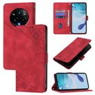 For Realme 14 Pro+ 5G Skin-feel Embossed Leather Phone Case(Red) - 1