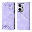 For Realme 14 5G Global / P3 5G India Skin-feel Embossed Leather Phone Case(Light Purple) - 2