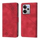 For Realme 14 5G Global / P3 5G India Skin-feel Embossed Leather Phone Case(Red) - 2
