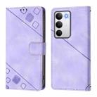 For Realme C71 4G Global Skin-feel Embossed Leather Phone Case(Light Purple) - 2