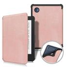 For KOBO Clara Colour 2E 2022 Solid Color Voltage Caster TPU Leather Smart Tablet Case(Rose Gold) - 1