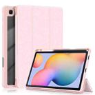 For Samsung Galaxy Tab S6 Lite Acrylic 3-Fold Solid Color Smart Leather Tablet Case(Pink) - 1