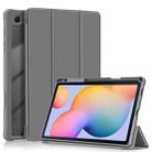 For Samsung Galaxy Tab S6 Lite Acrylic 3-Fold Solid Color Smart Leather Tablet Case(Grey) - 1