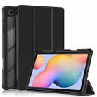 For Samsung Galaxy Tab S6 Lite Acrylic 3-Fold Solid Color Smart Leather Tablet Case(Black) - 1