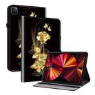 For iPad Pro 12.9 2022 / 2021 / 2020 Crystal Texture Painted Leather Smart Tablet Case(Gold Butterfly Rose) - 1