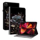 For iPad Pro 12.9 2022 / 2021 / 2020 Crystal Texture Painted Leather Smart Tablet Case(Black Rose) - 1