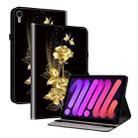For iPad mini 6 Crystal Texture Painted Leather Smart Tablet Case(Gold Butterfly Rose) - 1