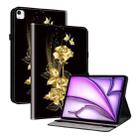 For iPad Air 13 2024 Crystal Texture Painted Leather Smart Tablet Case(Gold Butterfly Rose) - 1