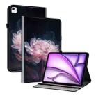 For iPad Air 13 2024 Crystal Texture Painted Leather Smart Tablet Case(Purple Peony) - 1