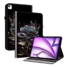 For iPad Air 13 2024 Crystal Texture Painted Leather Smart Tablet Case(Black Rose) - 1