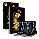 For iPad Pro 11 2024 Crystal Texture Painted Leather Smart Tablet Case(Gold Butterfly Rose) - 1