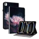 For iPad Pro 11 2024 Crystal Texture Painted Leather Smart Tablet Case(Purple Peony) - 1