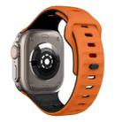 For Apple Watch SE 2023 44mm Wave Texture Reverse Buckle Silicone Watch Band(Orange Black) - 2