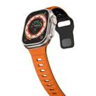 For Apple Watch SE 2023 44mm Wave Texture Reverse Buckle Silicone Watch Band(Orange Black) - 3