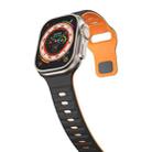 For Apple Watch SE 2023 44mm Wave Texture Reverse Buckle Silicone Watch Band(Black Orange) - 3