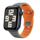 For Apple Watch SE 2023 44mm Wave Texture Reverse Buckle Silicone Watch Band(Space Grey Orange) - 1