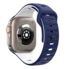 For Apple Watch SE 2023 44mm Wave Texture Reverse Buckle Silicone Watch Band(Midnight Blue White) - 2