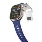 For Apple Watch SE 2023 44mm Wave Texture Reverse Buckle Silicone Watch Band(Midnight Blue White) - 3