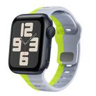 For Apple Watch SE 2023 44mm Wave Texture Reverse Buckle Silicone Watch Band(Grey Green) - 1