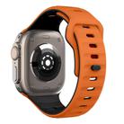 For Apple Watch Ultra 2 49mm Wave Texture Reverse Buckle Silicone Watch Band(Orange Black) - 2