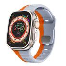 For Apple Watch Ultra 2 49mm Wave Texture Reverse Buckle Silicone Watch Band(Grey Orange) - 1