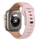 For Apple Watch Series 9 45mm Wave Texture Reverse Buckle Silicone Watch Band(Pink+Rose Ash) - 2