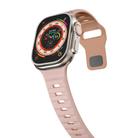 For Apple Watch Series 9 45mm Wave Texture Reverse Buckle Silicone Watch Band(Pink+Rose Ash) - 3