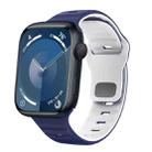 For Apple Watch Series 9 45mm Wave Texture Reverse Buckle Silicone Watch Band(Midnight Blue White) - 1