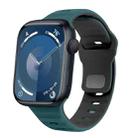 For Apple Watch Series 9 41mm Wave Texture Reverse Buckle Silicone Watch Band(Green Black) - 1