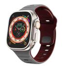 For Apple Watch Ultra 49mm Wave Texture Reverse Buckle Silicone Watch Band(Space Grey Wine Red) - 1