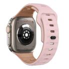 For Apple Watch Series 8 45mm Wave Texture Reverse Buckle Silicone Watch Band(Pink+Rose Ash) - 2