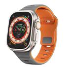 For Apple Watch Series 8 45mm Wave Texture Reverse Buckle Silicone Watch Band(Space Grey Orange) - 1