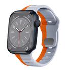 For Apple Watch Series 8 45mm Wave Texture Reverse Buckle Silicone Watch Band(Grey Orange) - 1