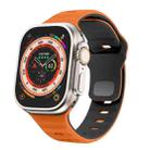 For Apple Watch SE 2022 44mm Wave Texture Reverse Buckle Silicone Watch Band(Orange Black) - 1