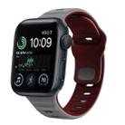 For Apple Watch SE 2022 44mm Wave Texture Reverse Buckle Silicone Watch Band(Space Grey Wine Red) - 1