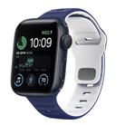 For Apple Watch SE 2022 44mm Wave Texture Reverse Buckle Silicone Watch Band(Midnight Blue White) - 1